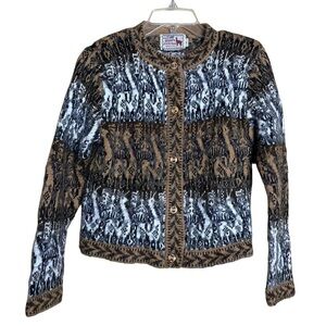 The Alpaca Connection Sweater Cardigan Kids Size XL Handmade Brown Button Front